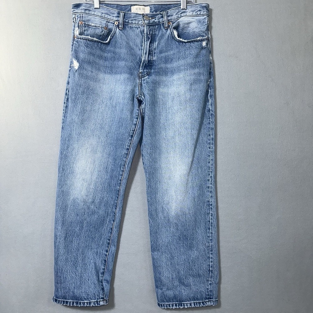 We The Free Boyfriend Jeans Women's Size 30 (Fits 34x27) Blue Button Fly